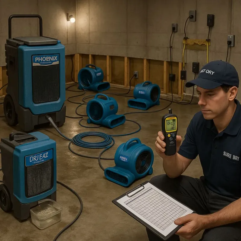 Structural Drying and Dehumidification process in Orland Park, IL